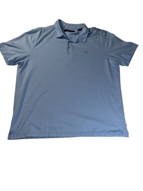 Tommy Bahama Men’s XXL Blue Striped Polo Shirt Coastal Golf Resort Nautical